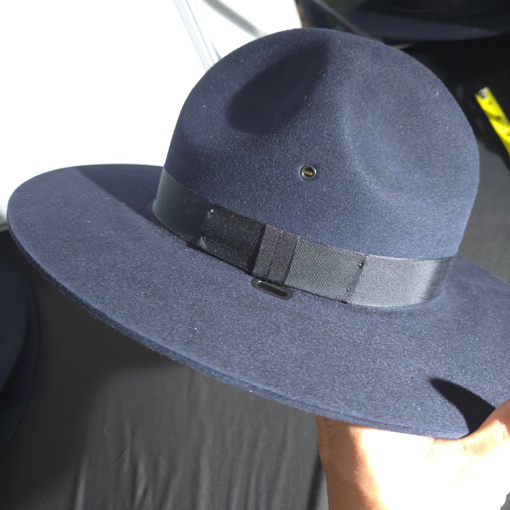 Beaver Quality XXXX Straw Oval Officer Troper Hat Navy Wool 6 1/2 Fedora Brimmed - Picture 7 of 12